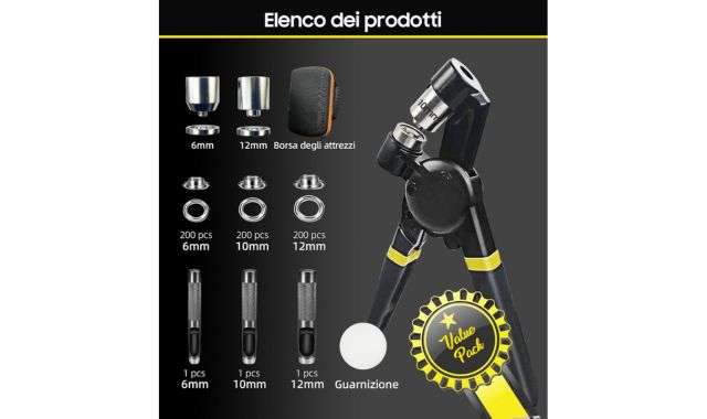 Set di pinze per occhielli