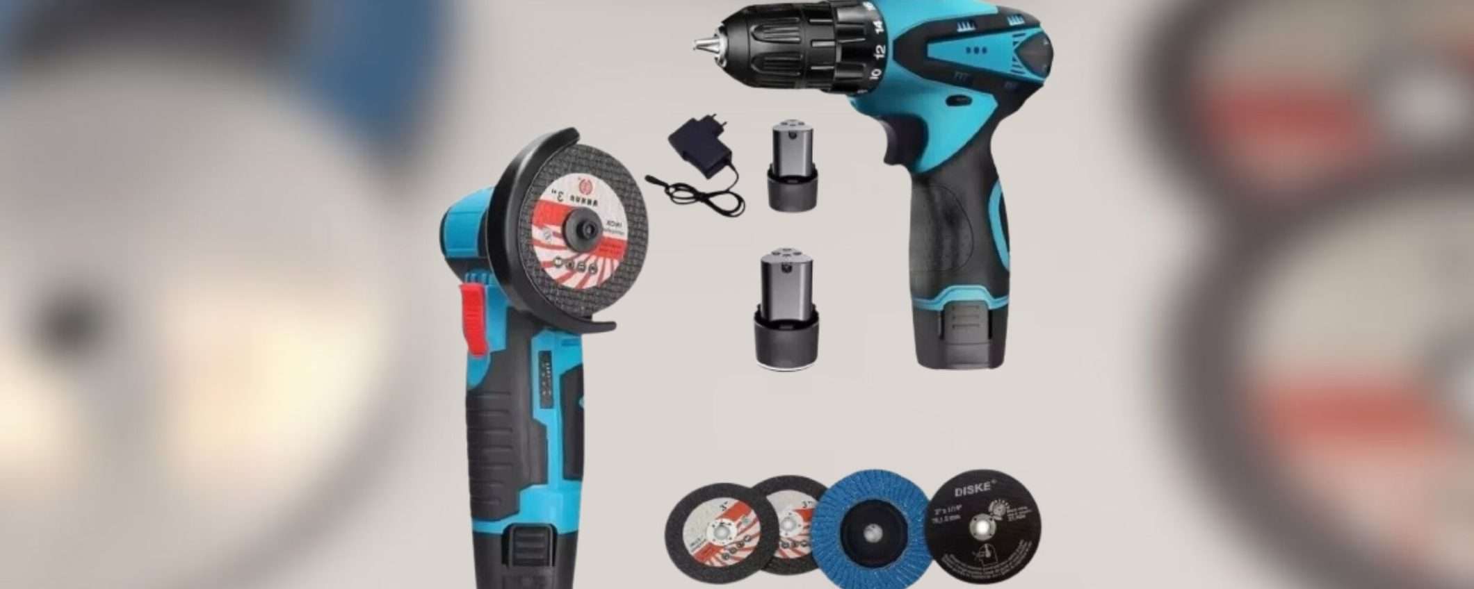 Trapano avvitatore, smerigliatrice e 2 batterie: kit a prezzo SHOCK (34€) Trapano avvitatore, smerigliatrice e 2 batterie: kit a prezzo SHOCK (34€)