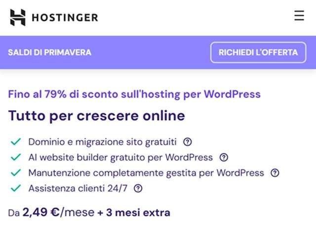 hostinger hosting wordpress offerta