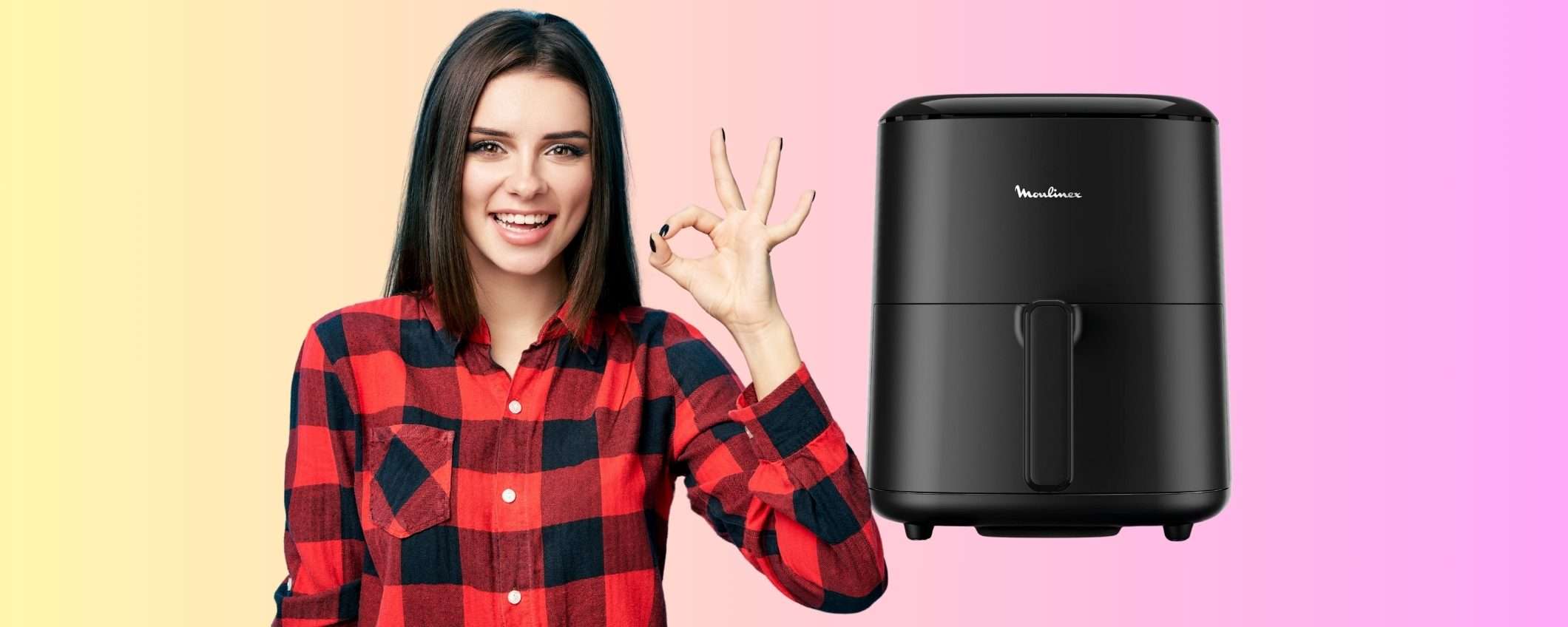 Moulinex: friggitrice ad aria da 5L con 10 programmi per cuocere senza sporcare i fornelli Moulinex: friggitrice ad aria da 5L con 10 programmi per cuocere senza sporcare i fornelli