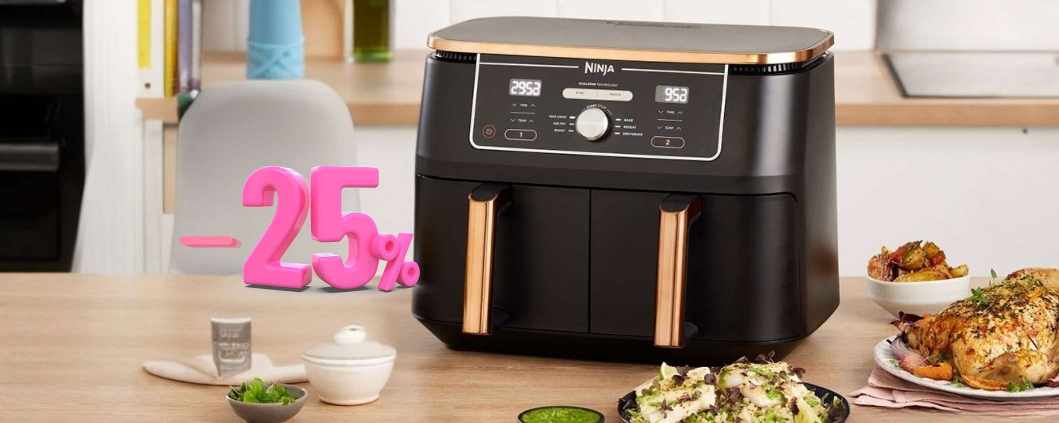 Ninja Foodi Max: friggitrice ad aria con 2 cestelli da 9,5L per piatti da chef Ninja Foodi Max: friggitrice ad aria con 2 cestelli da 9,5L per piatti da chef