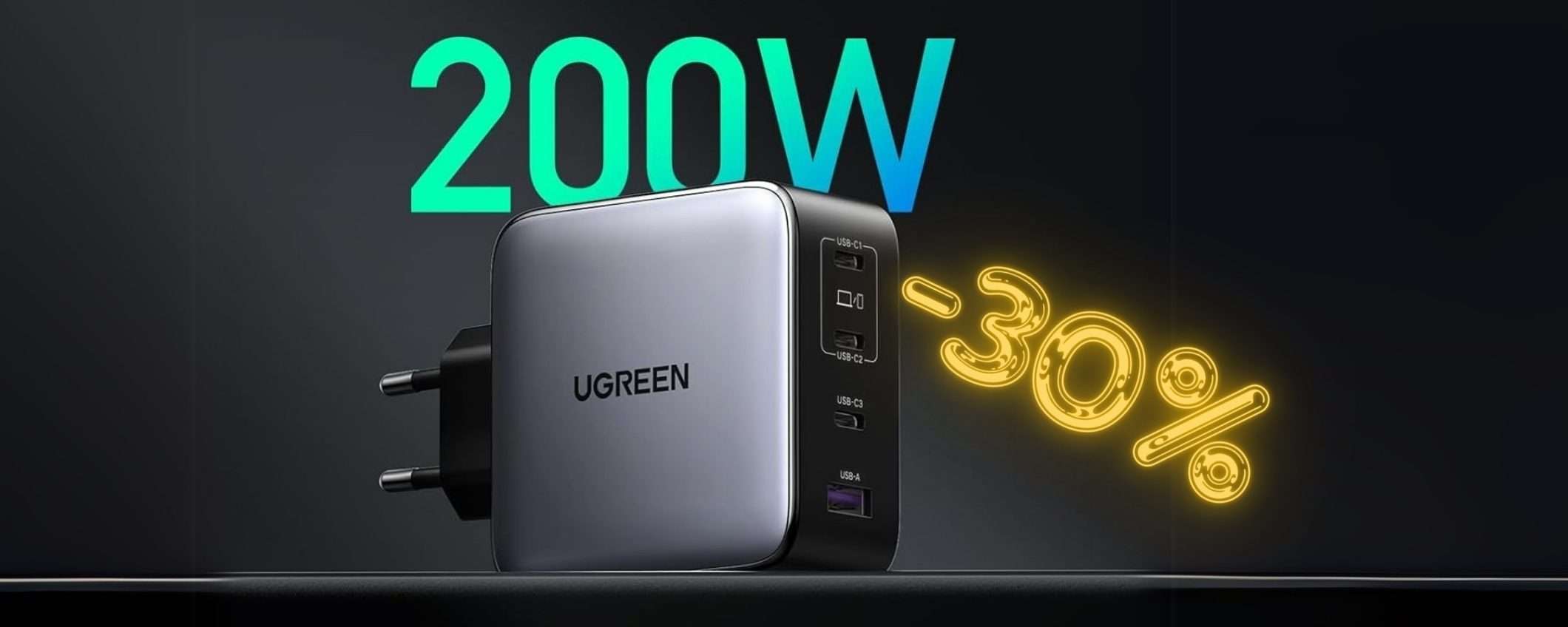 Ricarica di tutto con il caricabatterie UGREEN Nexode da 200W (-30%) Ricarica di tutto con il caricabatterie UGREEN Nexode da 200W (-30%)