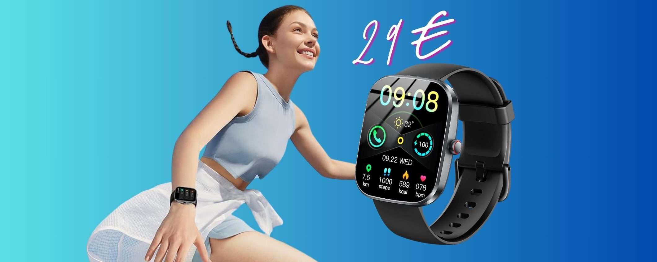 Smartwatch con oltre 112 modalità sport e un microfono per chiamate a soli 29€ Smartwatch con oltre 112 modalità sport e un microfono per chiamate a soli 29€