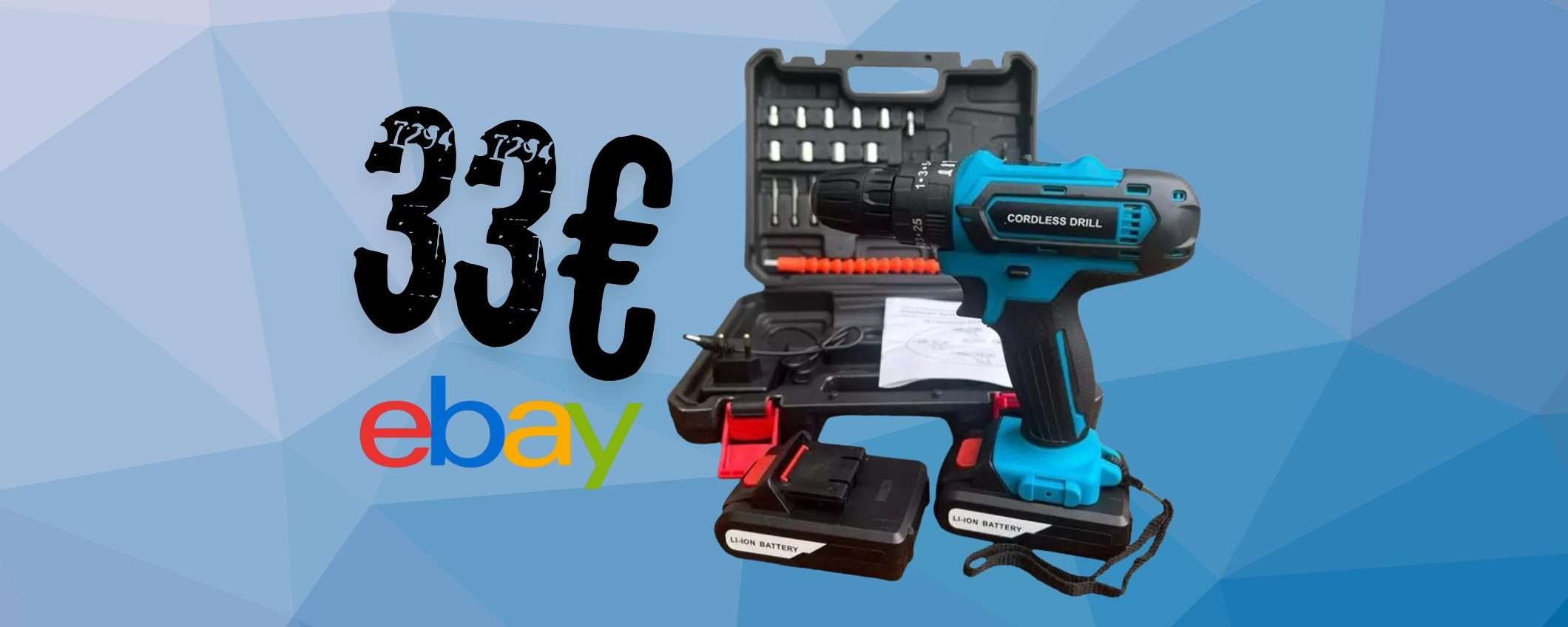 Trapano avvitatore con batteria, valigetta e accessori oggi tuo a soli 33€ Trapano avvitatore con batteria, valigetta e accessori oggi tuo a soli 33€