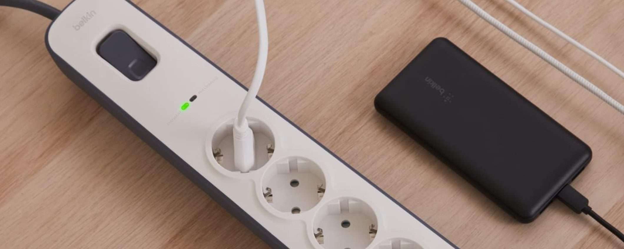 Ciabatta multipresa Belkin con PROTEZIONE integrata in maxi sconto: -40% su Amazon
