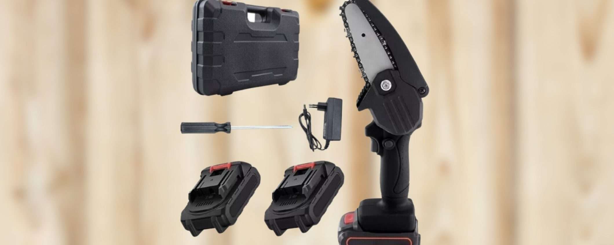 Motosega a 22€ con 2 batterie e custodia: leggera, potente e super ECONOMICA Motosega a 22€ con 2 batterie e custodia: leggera, potente e super ECONOMICA