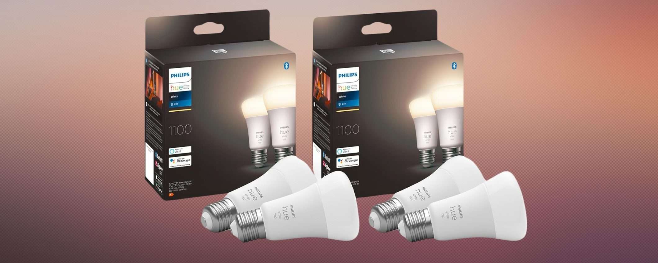 Philips Hue White E27: la confezione da 4 lampadine smart è in SCONTO (-20€) Philips Hue White E27: la confezione da 4 lampadine smart è in SCONTO (-20€)