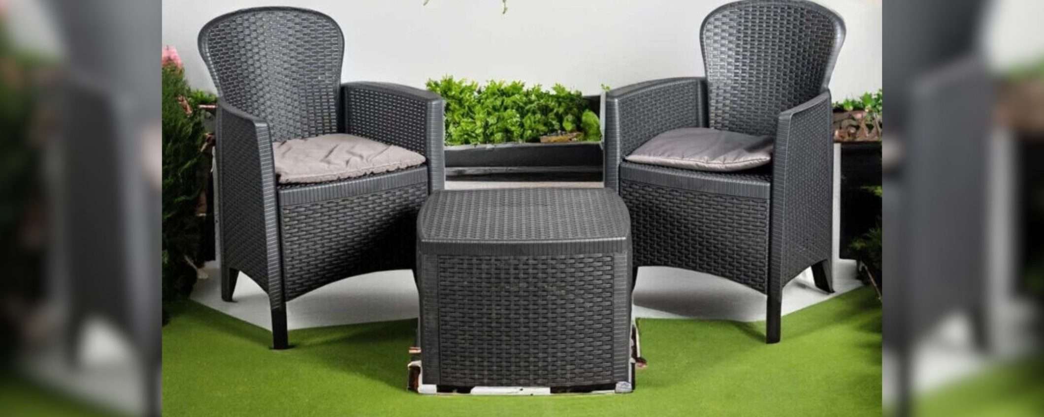Salotto da giardino a 76€: promo BOMBA primavera, due poltrone e un tavolino