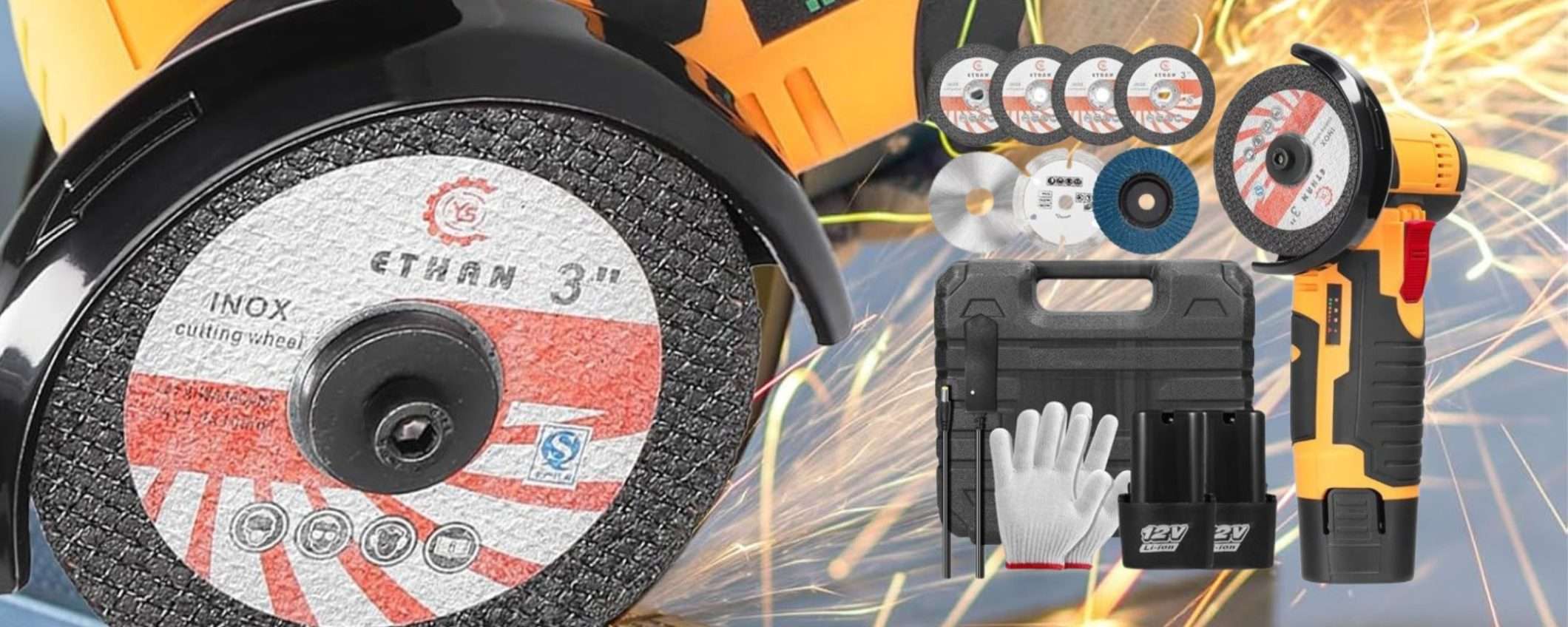 Smerigliatrice con 2 batterie e una marea di accessori a prezzo SHOCK (39€)