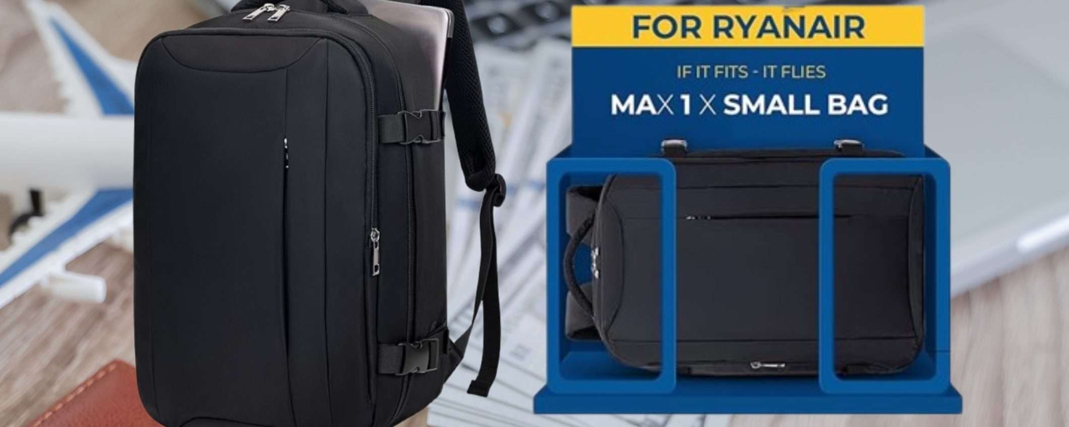 Zaino bagaglio 40X20X25 a meno di metà prezzo: viaggi SENZA spese EXTRA (22€)
