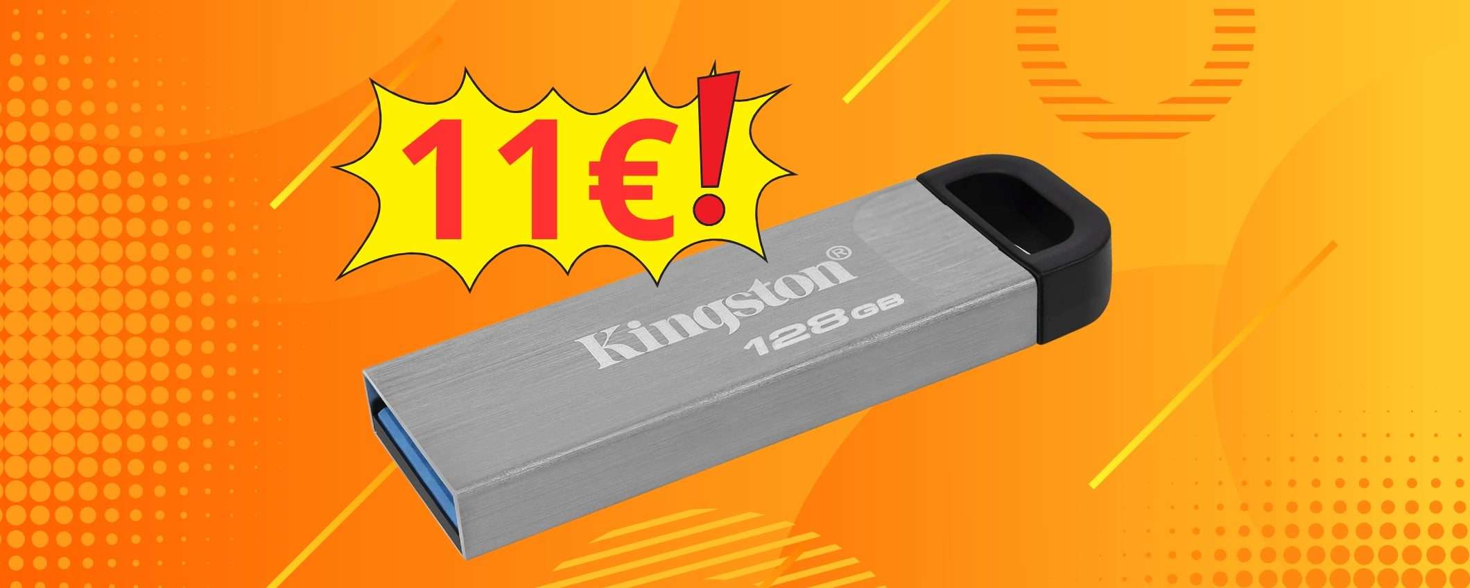 Appena 11€ per la chiavetta USB Kingston DataTraveler da 128 GB, un AFFARE Appena 11€ per la chiavetta USB Kingston DataTraveler da 128 GB, un AFFARE