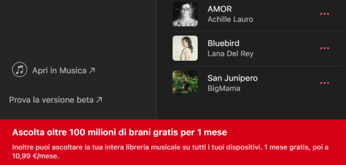 apple music offerta
