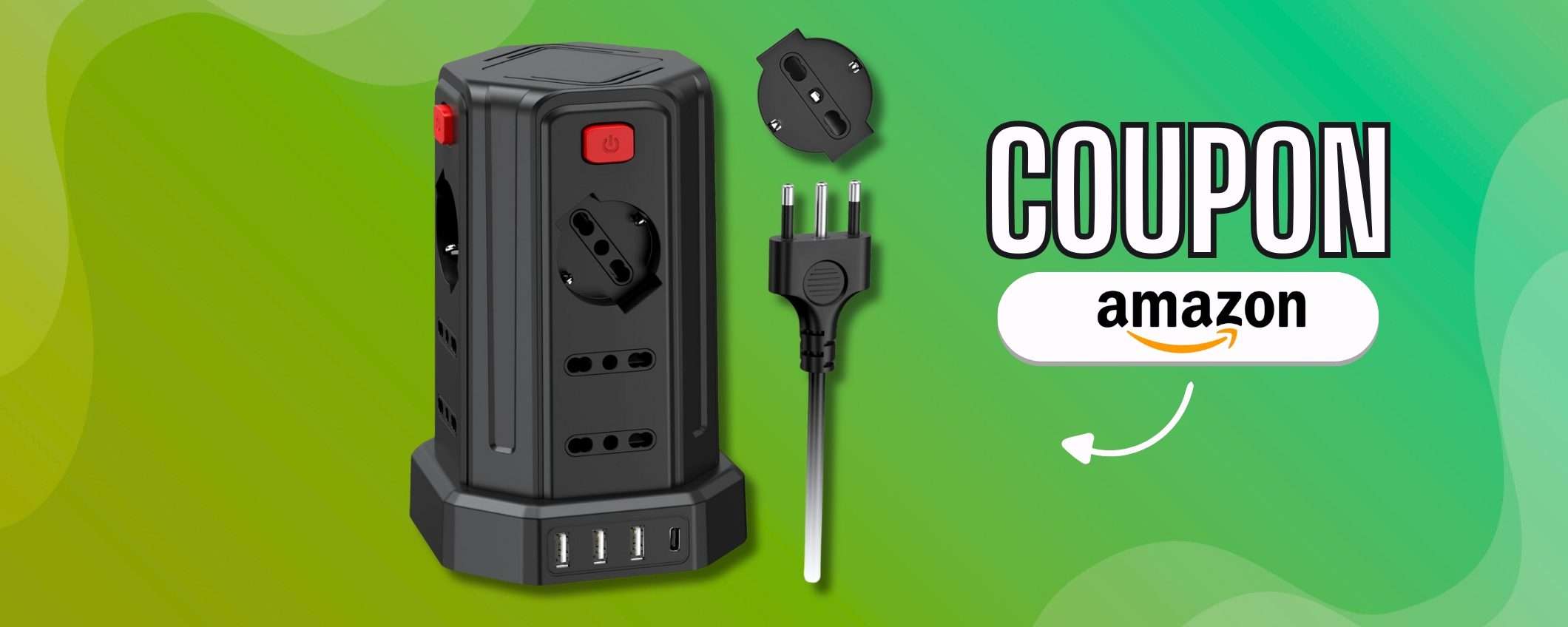 Multipresa a torre: 12 prese in spazio mini e 4 porte USB (doppio sconto) Multipresa a torre: 12 prese in spazio mini e 4 porte USB (doppio sconto)