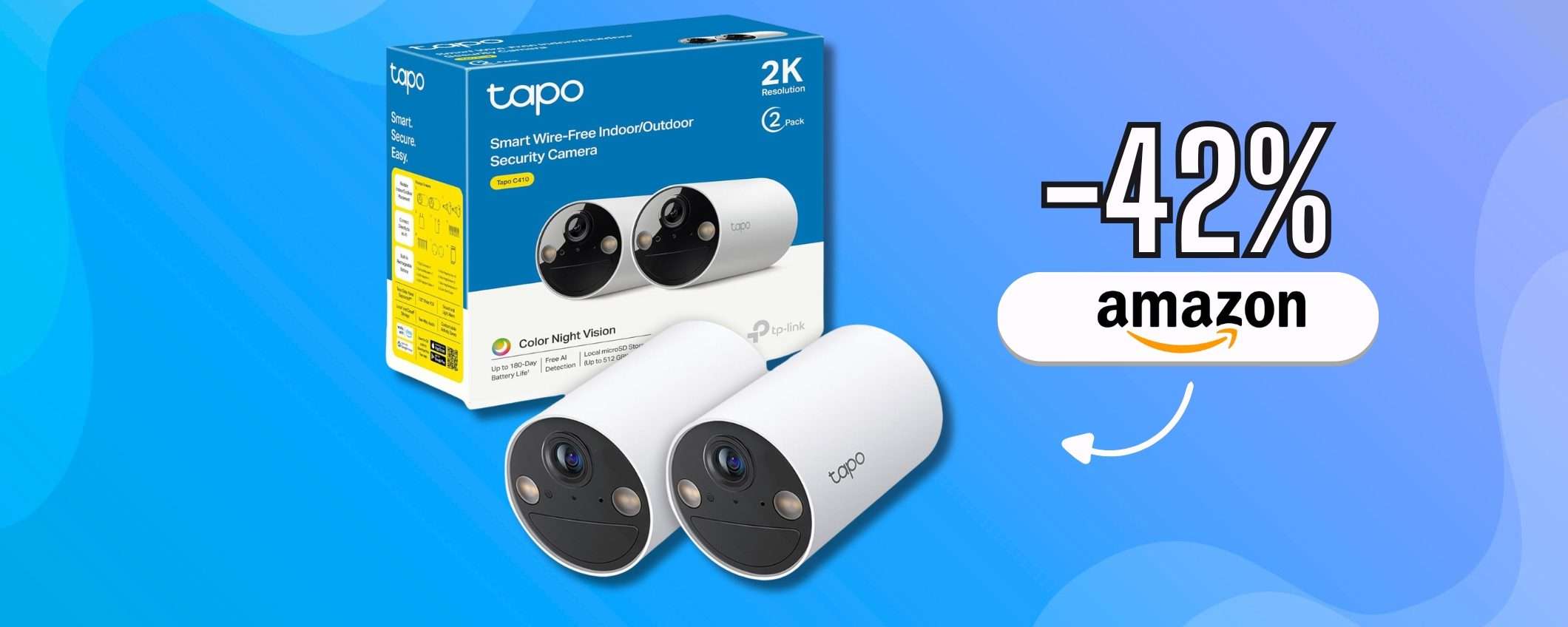 Tapo C410? 2 telecamere senza fili per esterno, gestione smart e sconto 42% Tapo C410? 2 telecamere senza fili per esterno, gestione smart e sconto 42%