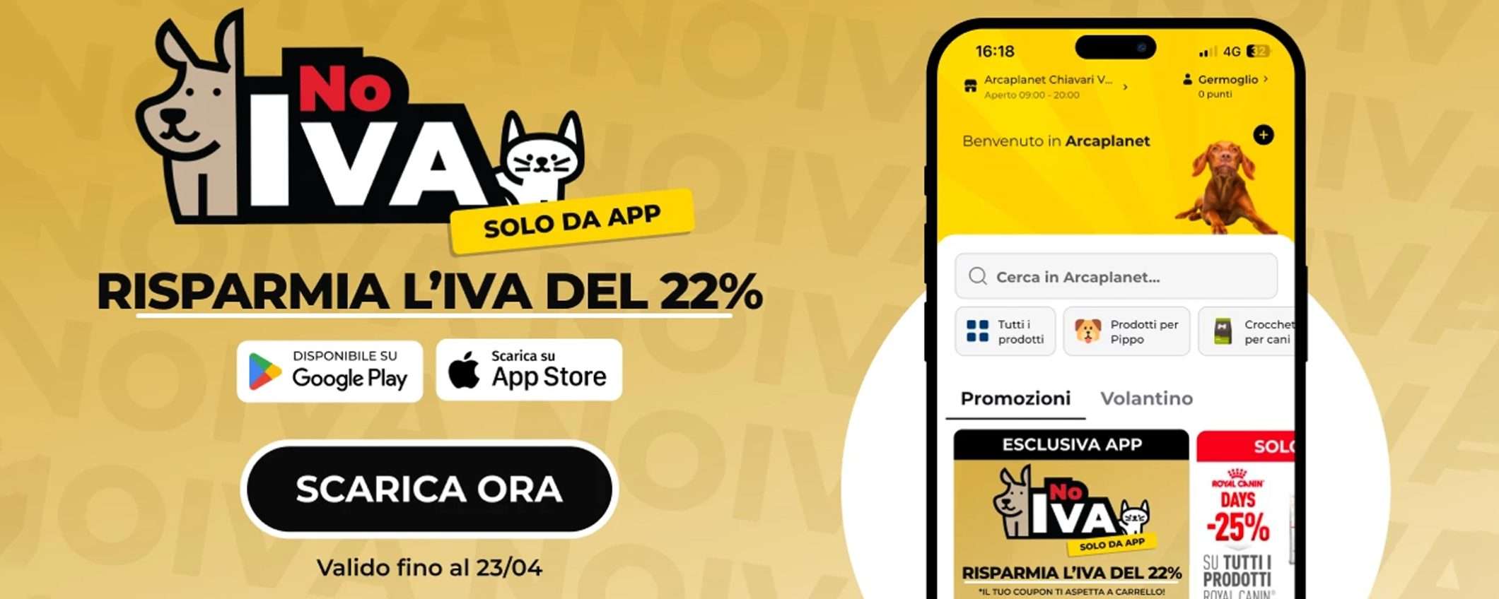 Da Arcaplanet torna il NO IVA: sconti a tempo limitato sui prodotti per animali Da Arcaplanet torna il NO IVA: sconti a tempo limitato sui prodotti per animali