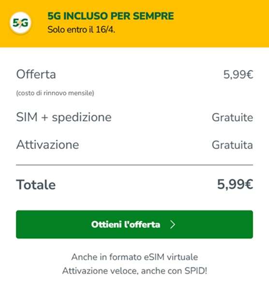 offerta very mobile 5,99 euro al mese