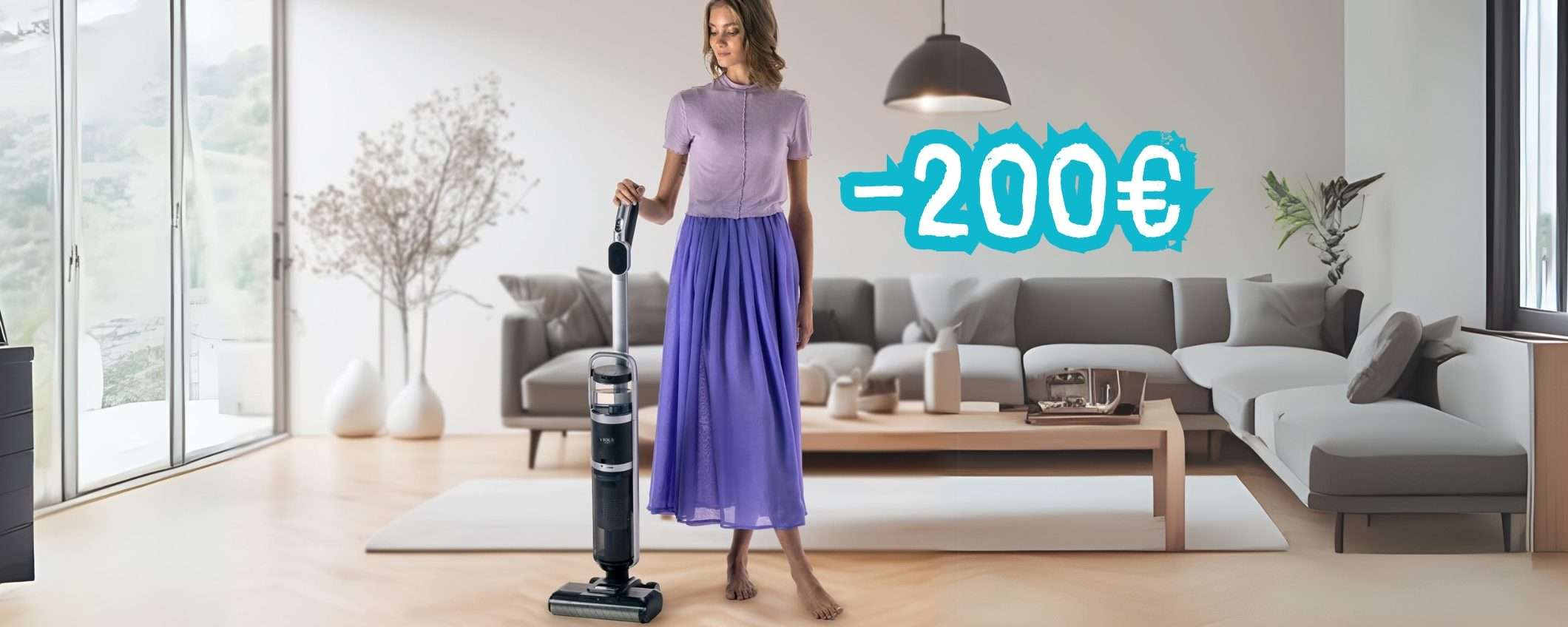 Per avere i pavimenti puliti non serve fare fatica: VIOLA 007 li aspira e li lava in una passata Per avere i pavimenti puliti non serve fare fatica: VIOLA 007 li aspira e li lava in una passata