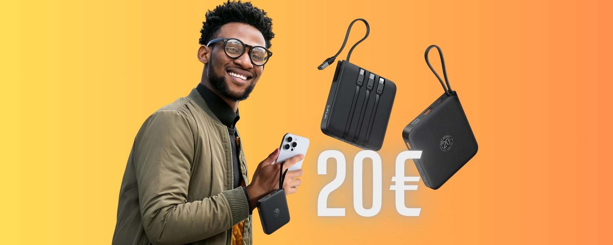 Power Bank da 20000mAh con 4 cavi integrati e un DOPPIO SCONTO Power Bank da 20000mAh con 4 cavi integrati e un DOPPIO SCONTO