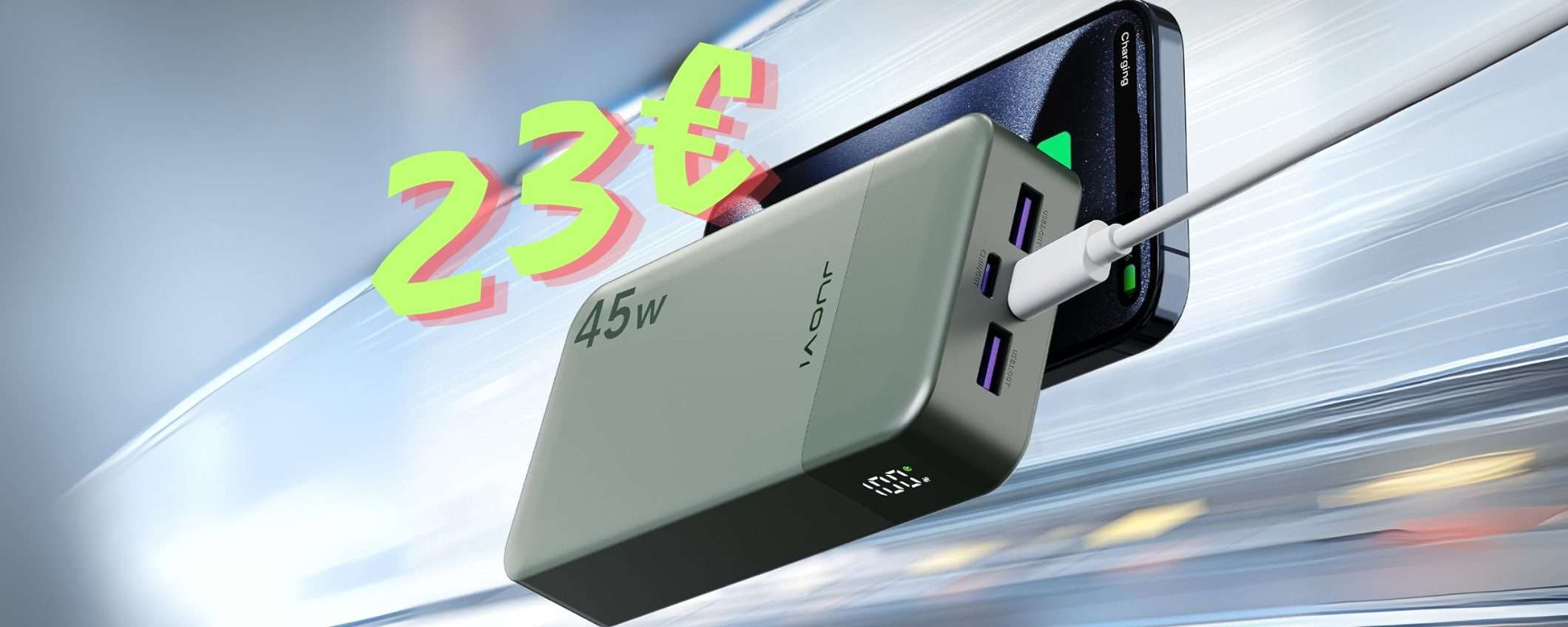 Power Bank potentissimo da 45 W e capacità da 20000 mAh tuo a 23€ Power Bank potentissimo da 45 W e capacità da 20000 mAh tuo a 23€