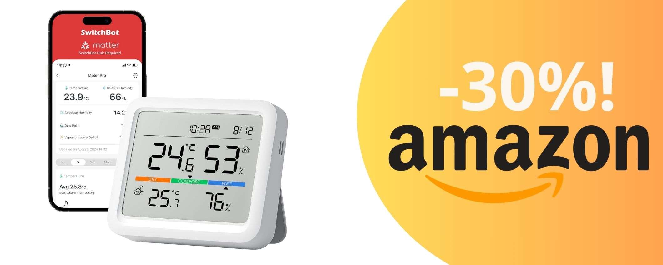 Termometro smart ad un prezzo da urlo: controlla meteo e umidità in maniera semplice e immediata Termometro smart ad un prezzo da urlo: controlla meteo e umidità in maniera semplice e immediata