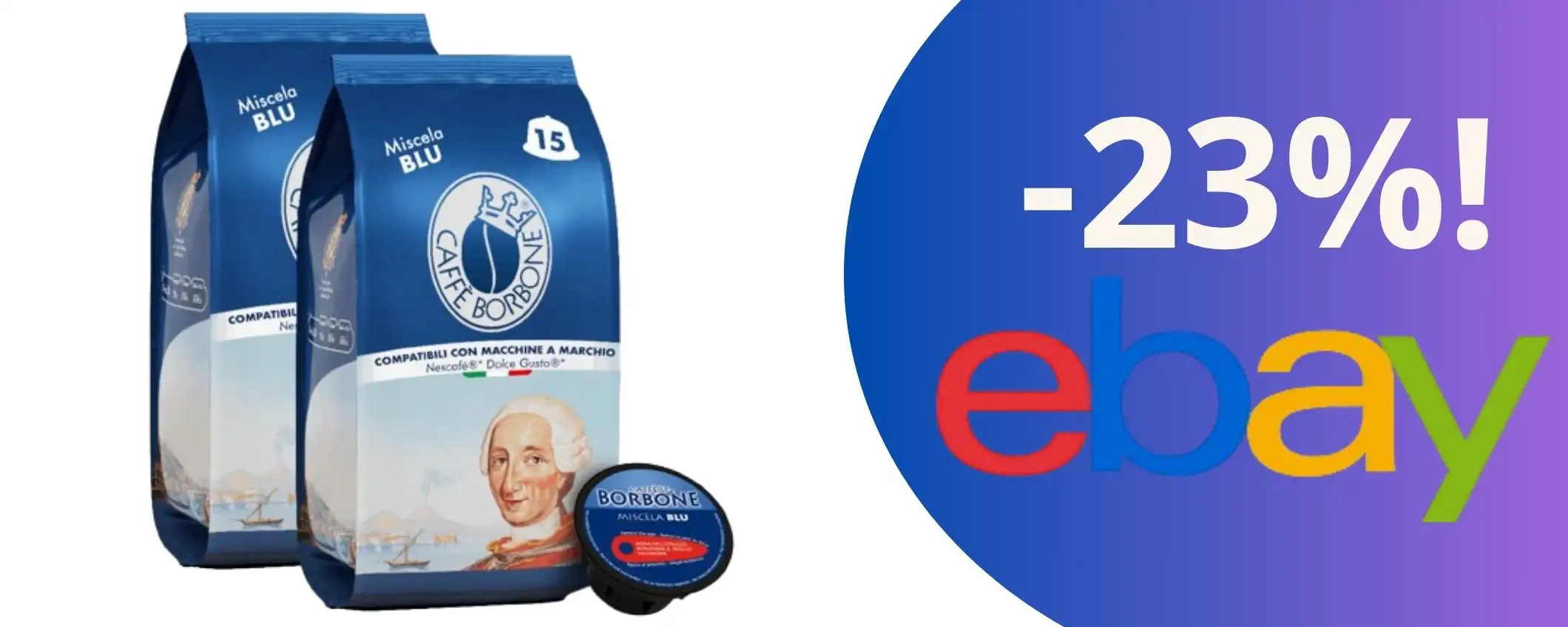 Solo oggi! 360 capsule Borbone Blu a prezzo speciale: approfittane! Solo oggi! 360 capsule Borbone Blu a prezzo speciale: approfittane!