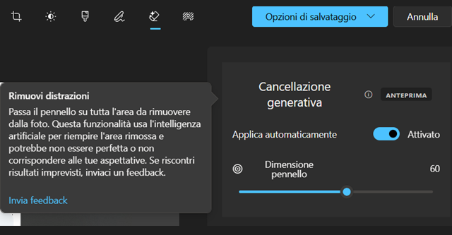 L’intelligenza artificiale sull’app Foto di Windows