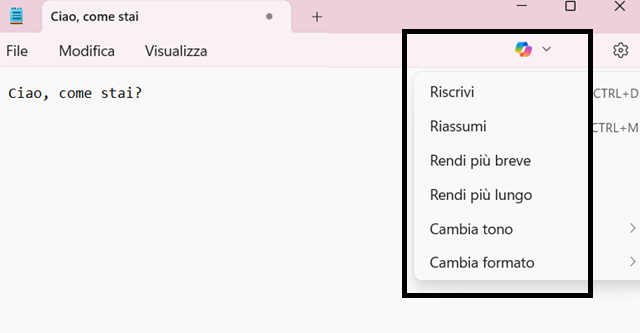 Blocco note su Windows sfruttando l’intelligenza artificiale