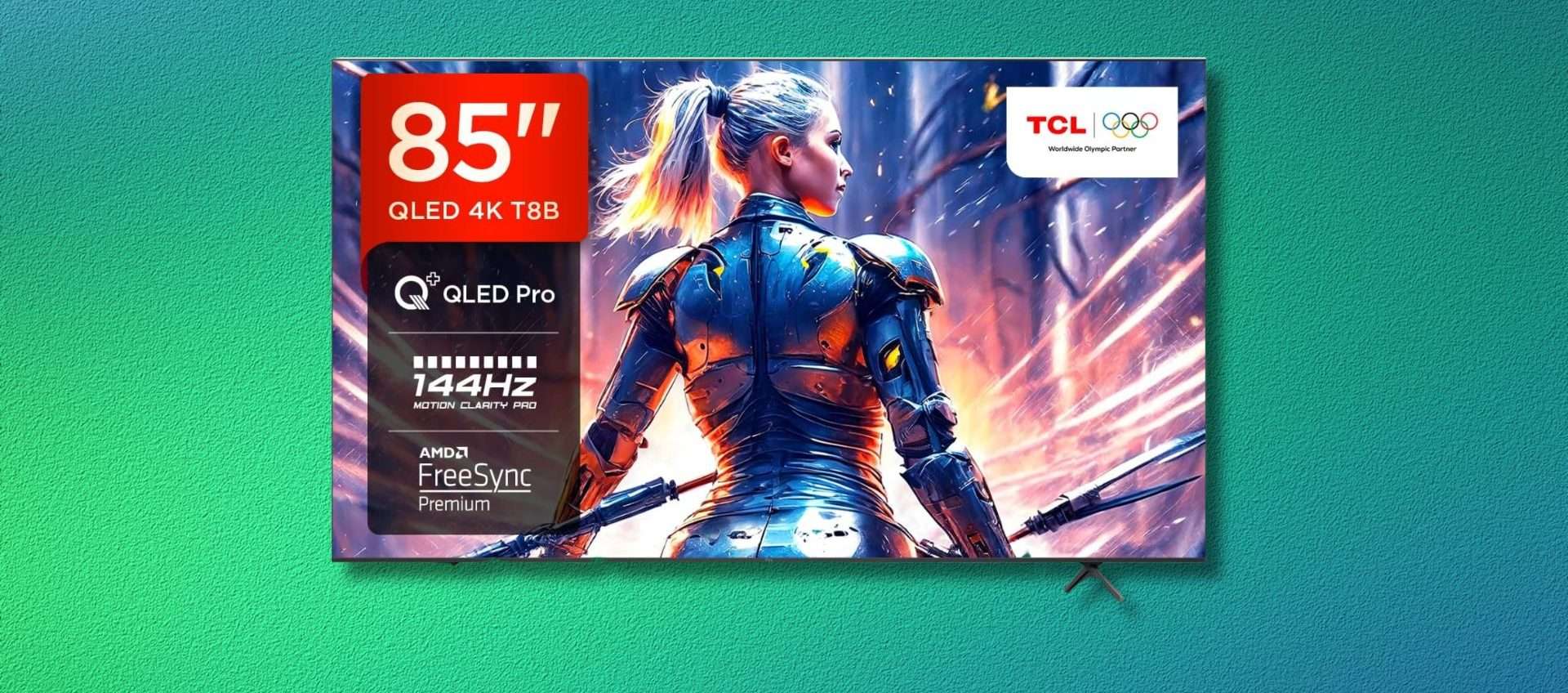 TCL 85T8B QLED da 85” in offerta a 899,90€: Google TV 4K, Dolby Atmos e AirPlay2 con il 42% di sconto
