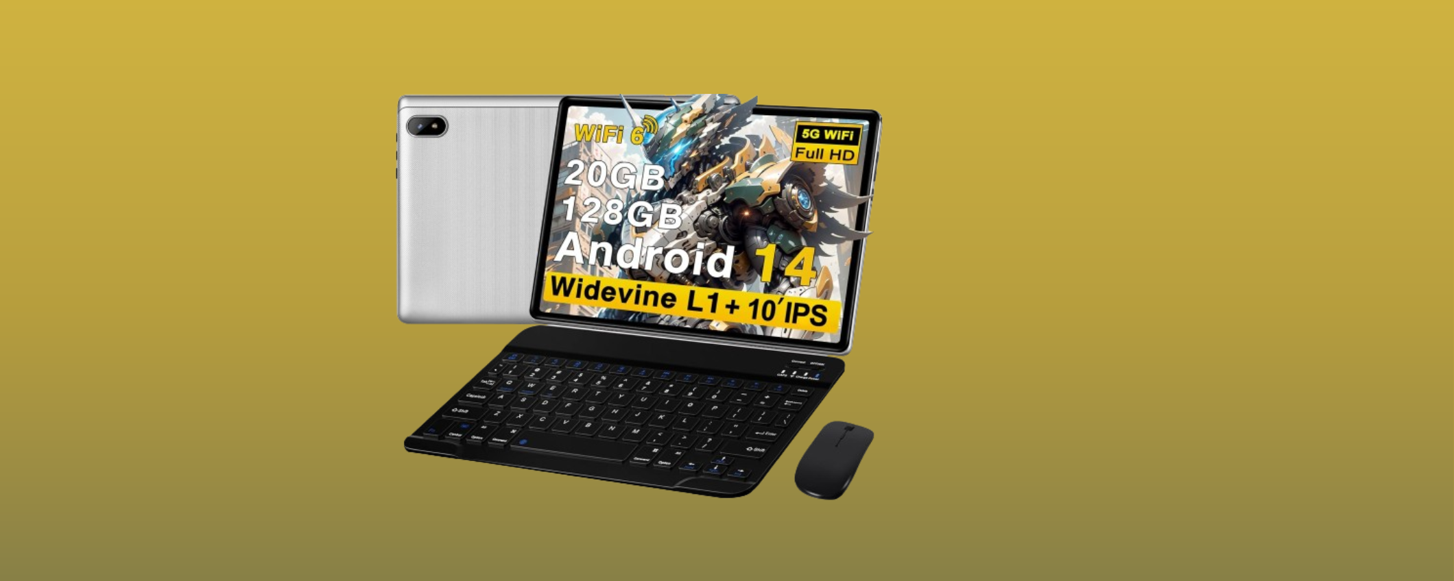 Tablet con tastiera e mouse perfetto per lavoro e studio