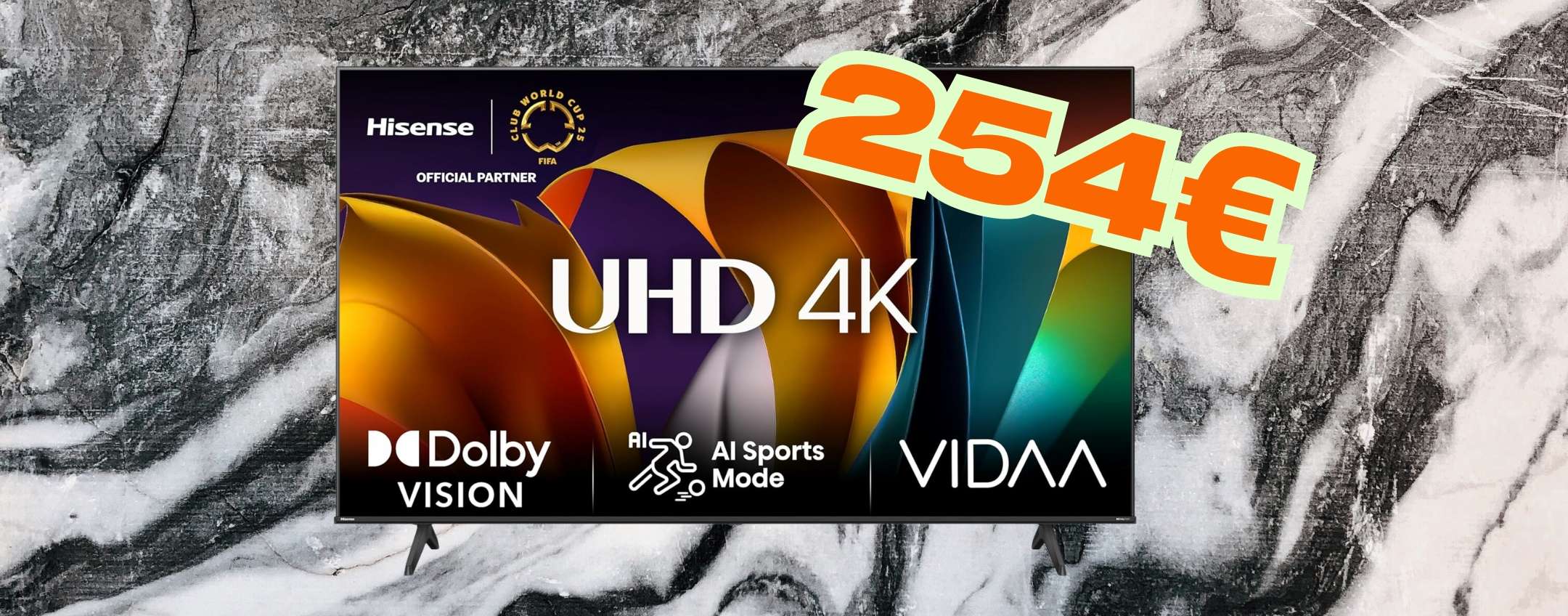 Amazon esagera: Smart TV Hisense UHD 4K da 50″ tua a soli 254€