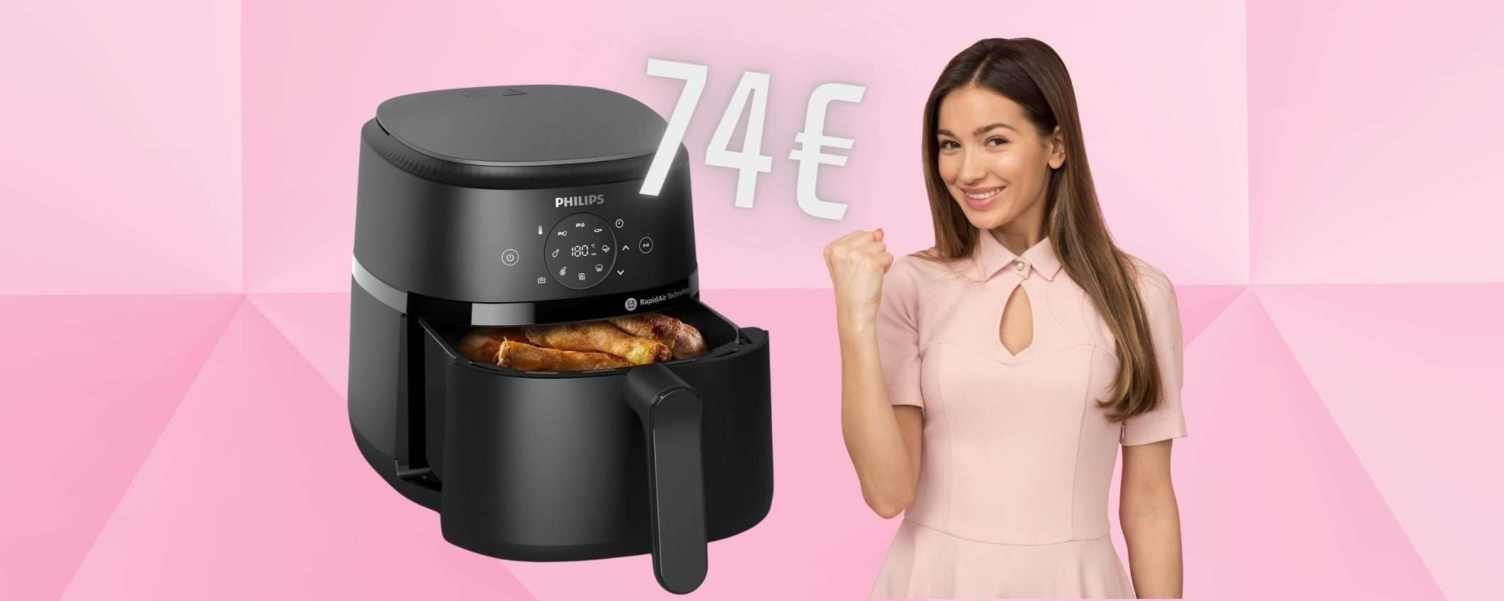 Appena 74€ per la friggitrice ad aria Philips da 4,2L e 9 funzioni Appena 74€ per la friggitrice ad aria Philips da 4,2L e 9 funzioni