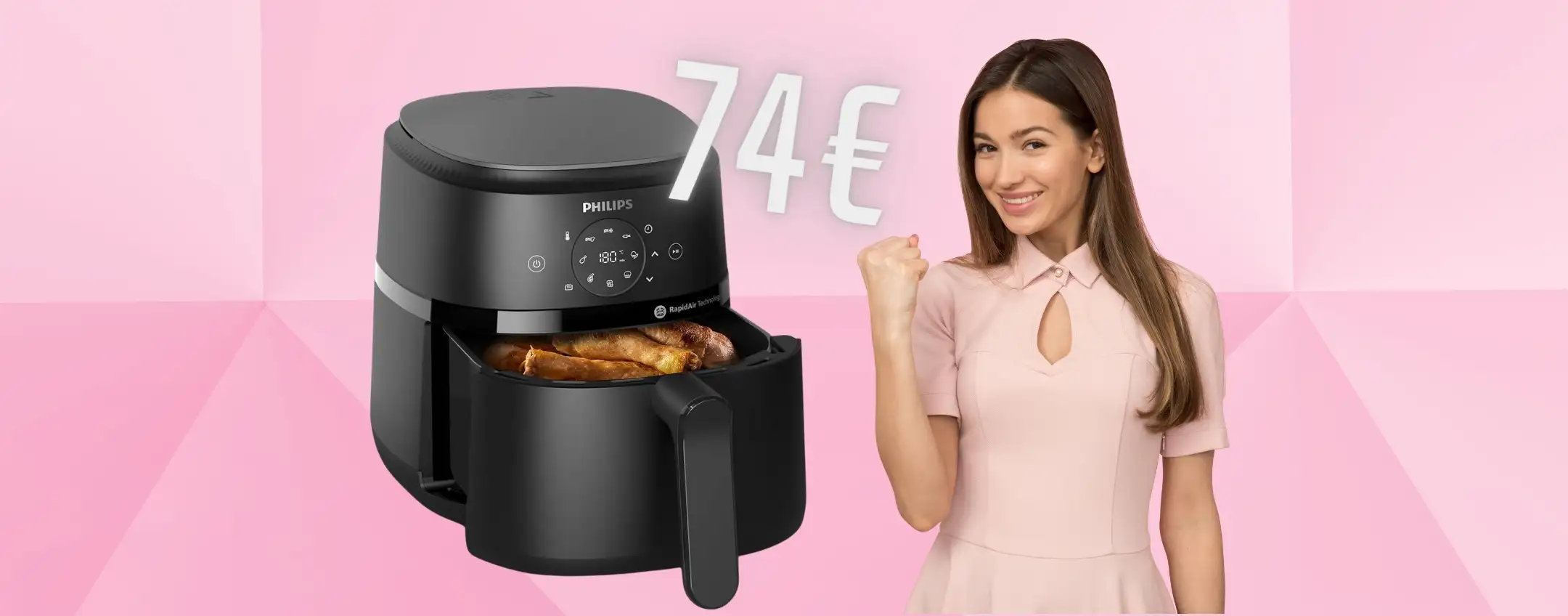 Appena 74€ per la friggitrice ad aria Philips da 4,2L e 9 funzioni