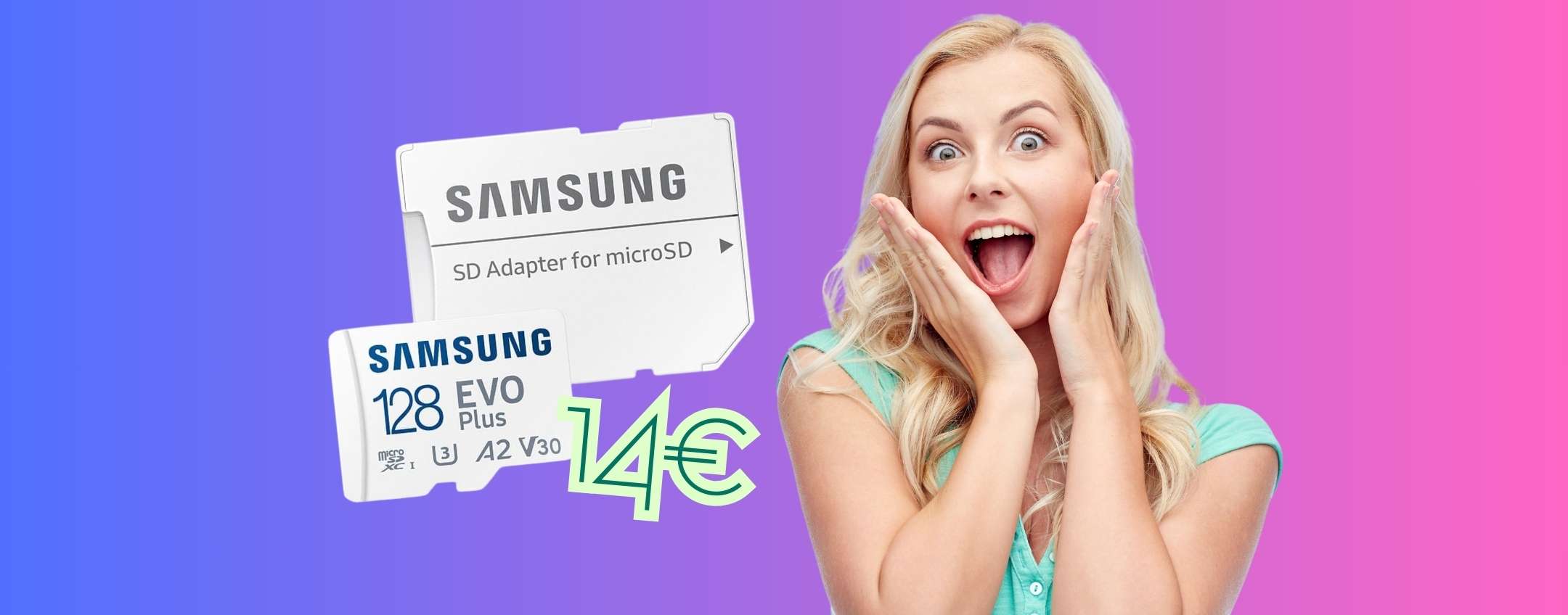 Aumenta la memoria con la scheda microSD Samsung EVO Pus da 128GB a 14€