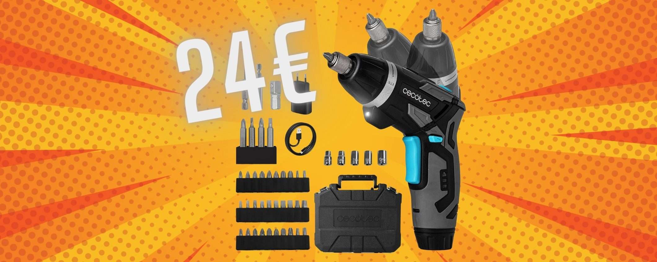 Avvitatore a batteria 2 in 1 con valigetta e accessori a soli 24€ su Amazon