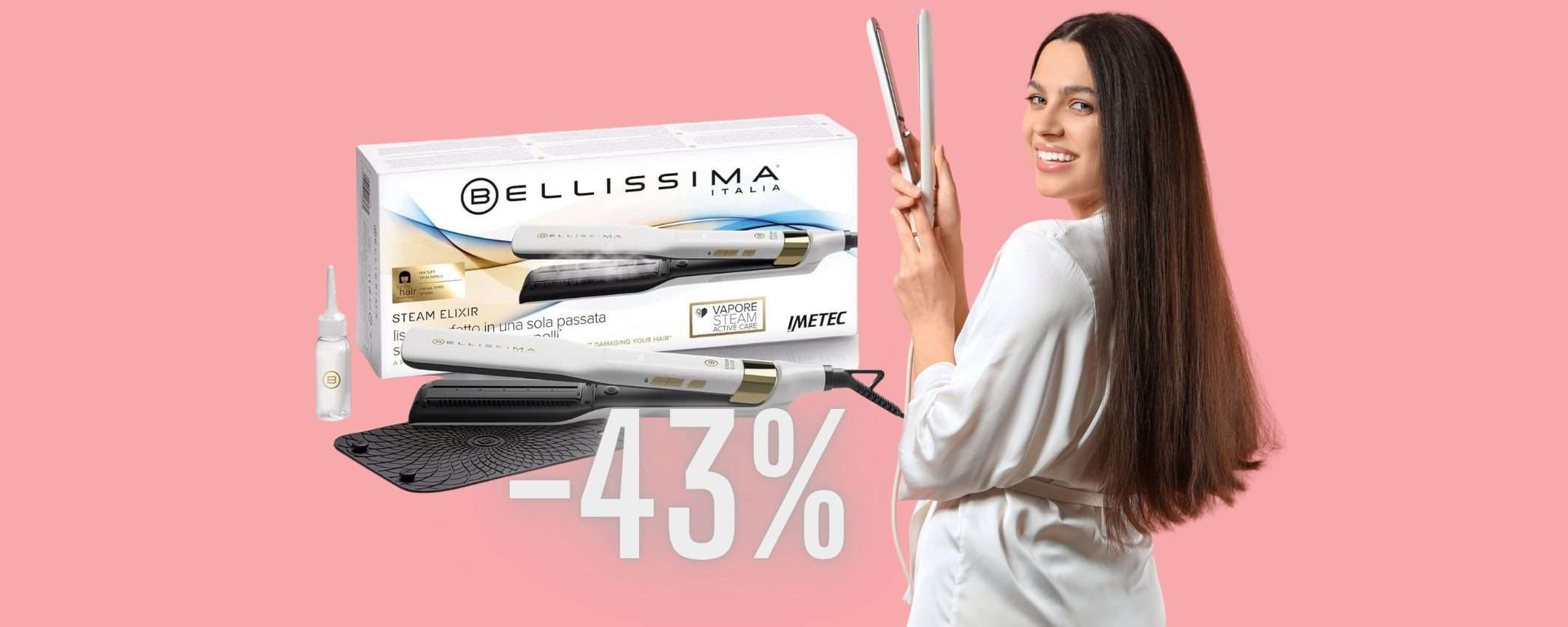 Bellissima Imetec: piastra a vapore professionale capelli lisci o mossi (-43%) Bellissima Imetec: piastra a vapore professionale capelli lisci o mossi (-43%)