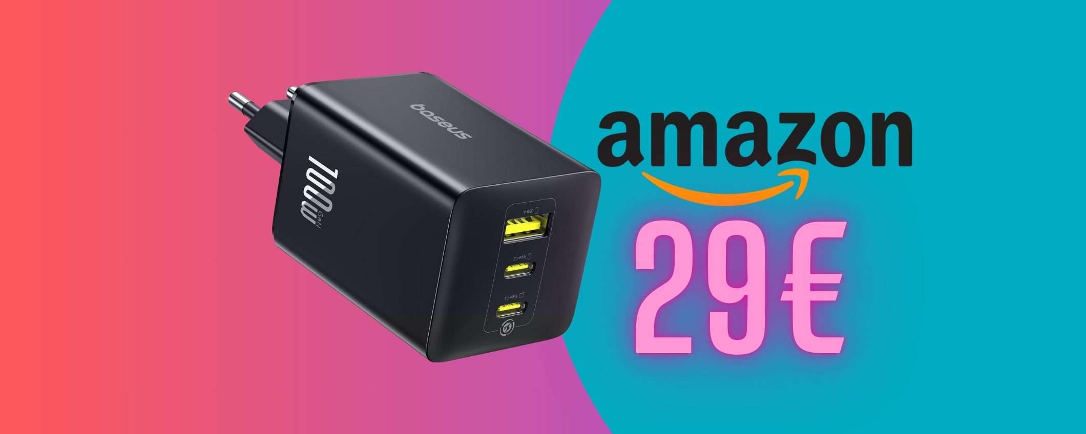 Caricatore USB Baseus con potenza da 100W e 3 porte veloci (29€) Caricatore USB Baseus con potenza da 100W e 3 porte veloci (29€)