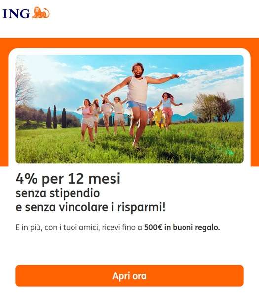 conto deposito ing 4 per cento per 12 mesi
