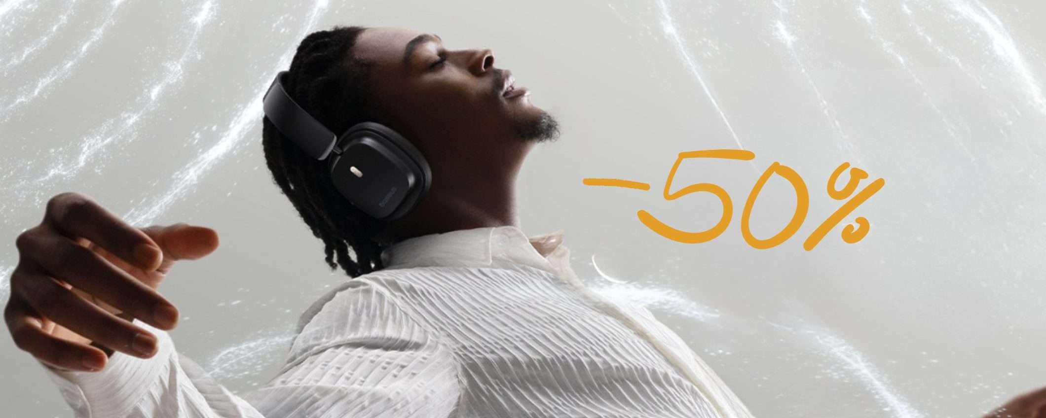 Cuffie wireless Baseus con ANC e 65 ore di autonomia a METÀ PREZZO