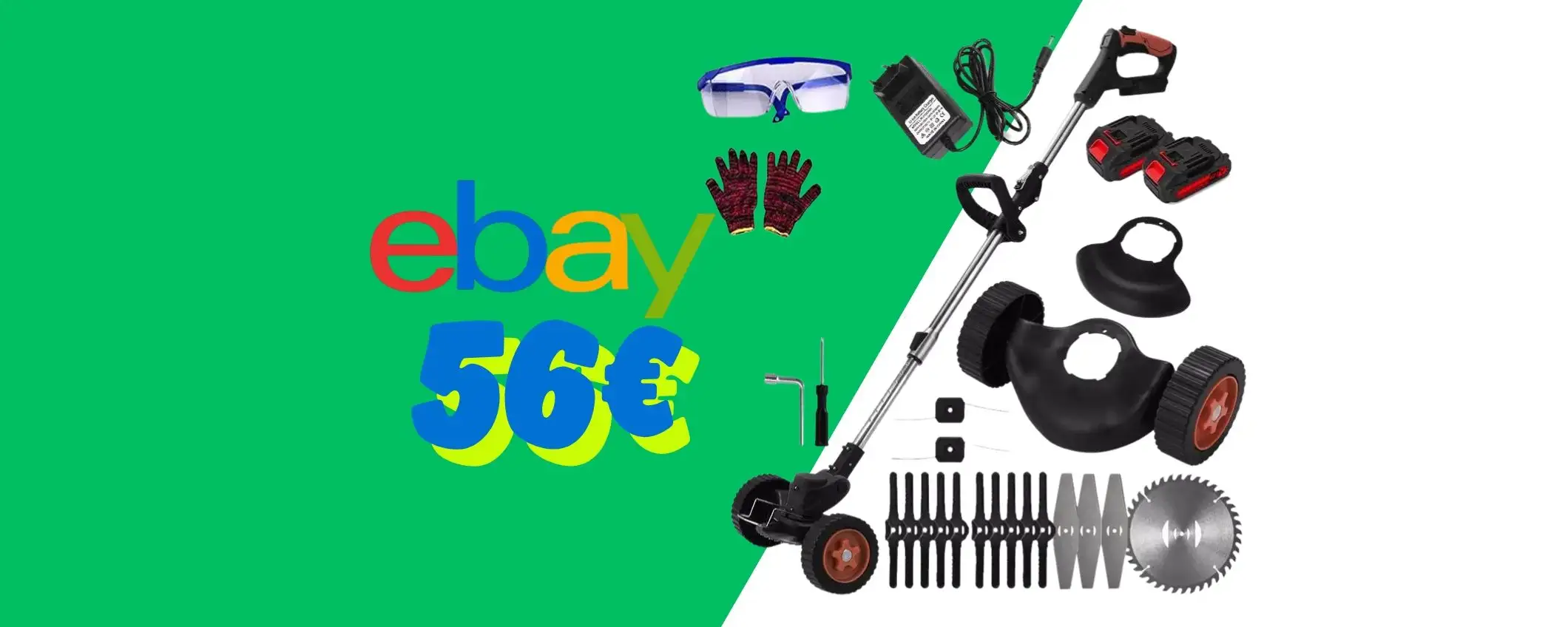 Decespugliatore a batteria con ruote e una marea di accessori tuo a 56€ Decespugliatore a batteria con ruote e una marea di accessori tuo a 56€