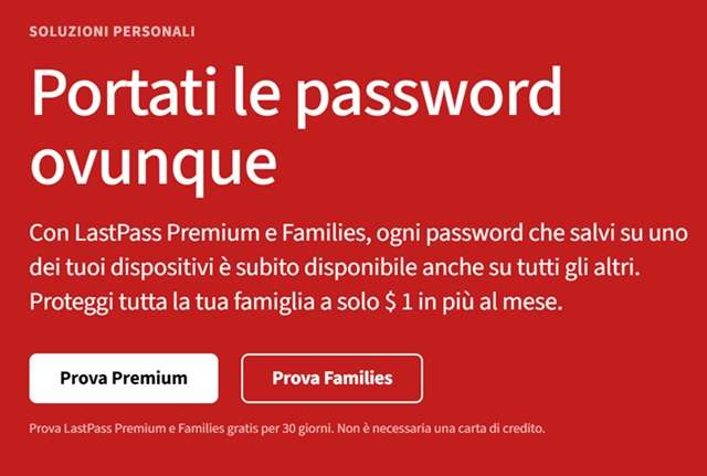 lastpass premium prova gratis