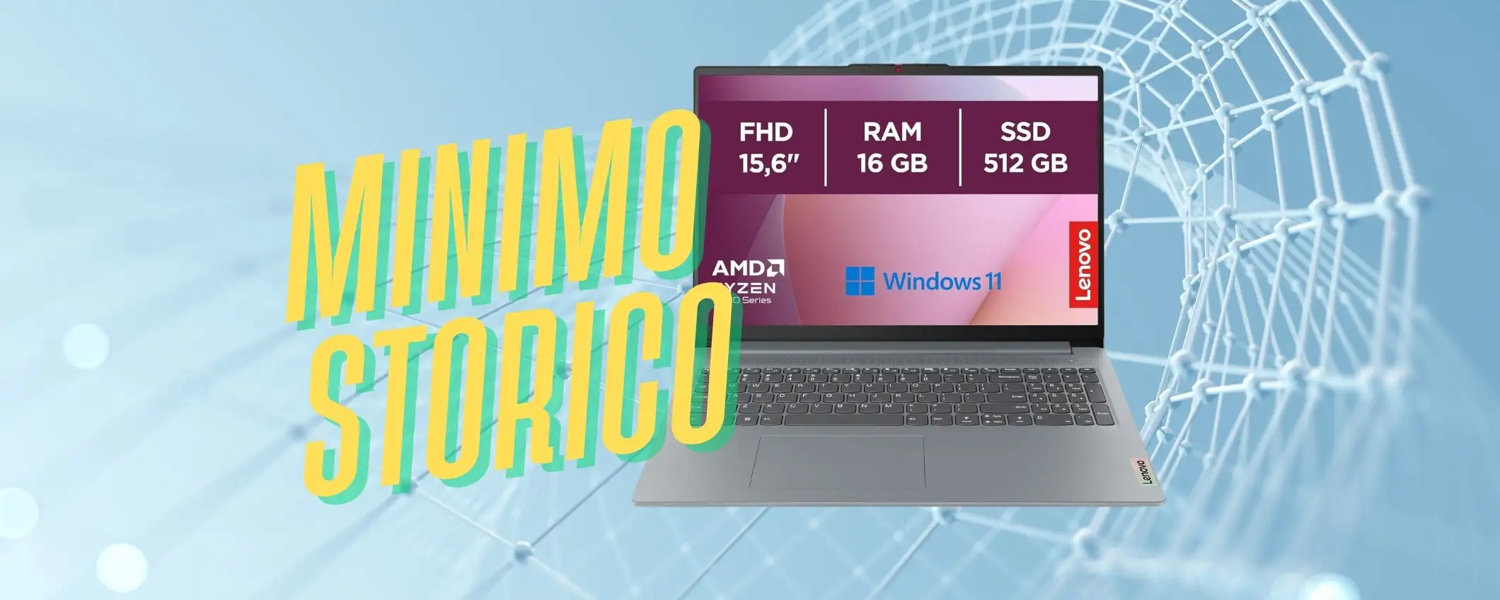 Lenovo IdeaPad Slim 3 con Ryzen 5, 16GB di RAM e SSD da 512GB al MINIMO STORICO Lenovo IdeaPad Slim 3 con Ryzen 5, 16GB di RAM e SSD da 512GB al MINIMO STORICO
