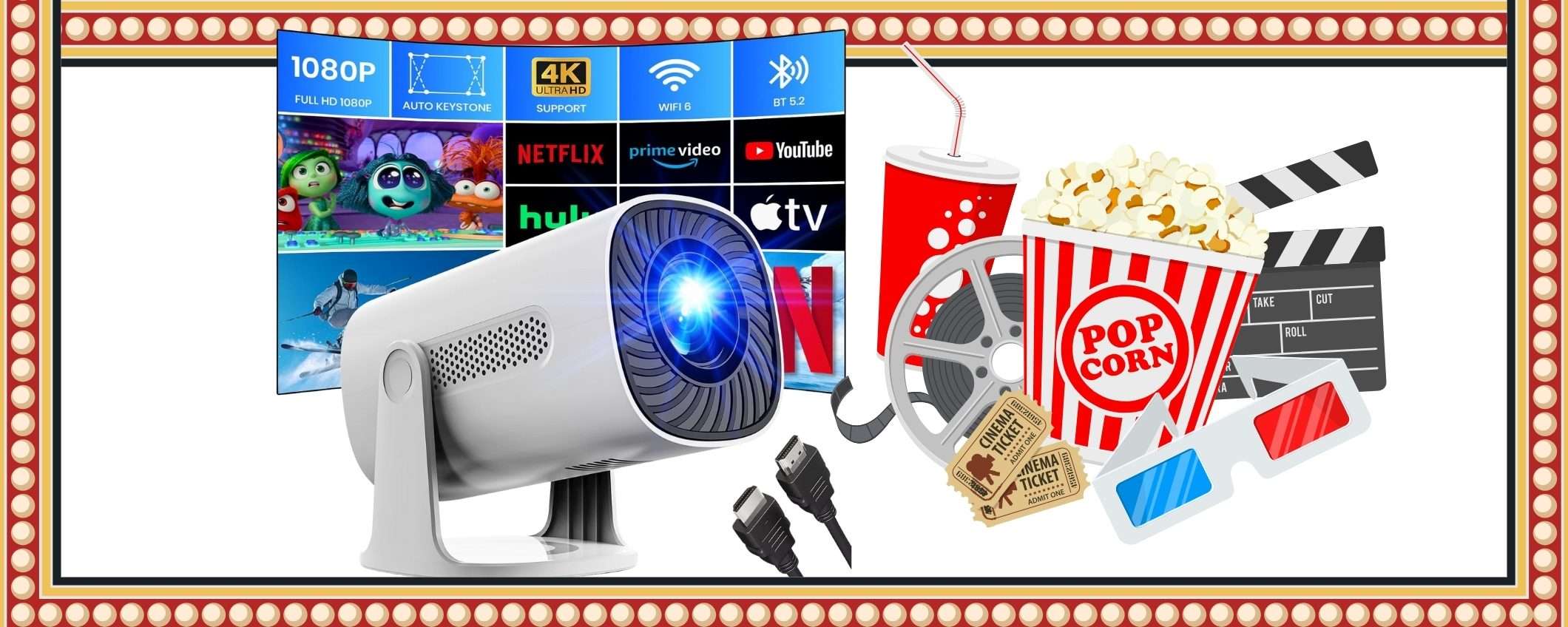 Mini Proiettore 4K 1080P in sconto del 35%: porta il cinema a casa Mini Proiettore 4K 1080P in sconto del 35%: porta il cinema a casa