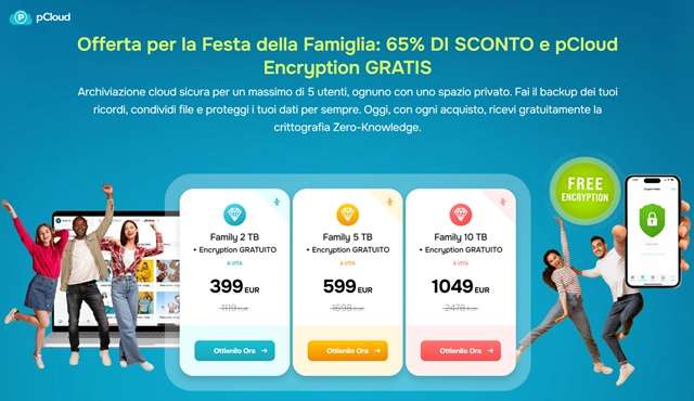 pcloud offerta family a vita