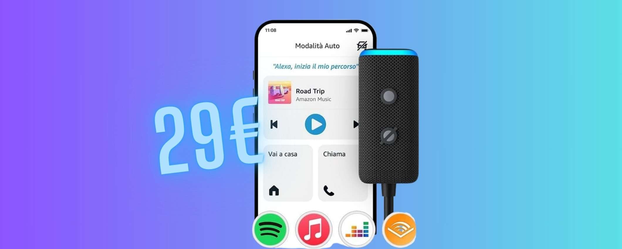 Porta Alexa in macchina con te con Echo Auto a soli 29€