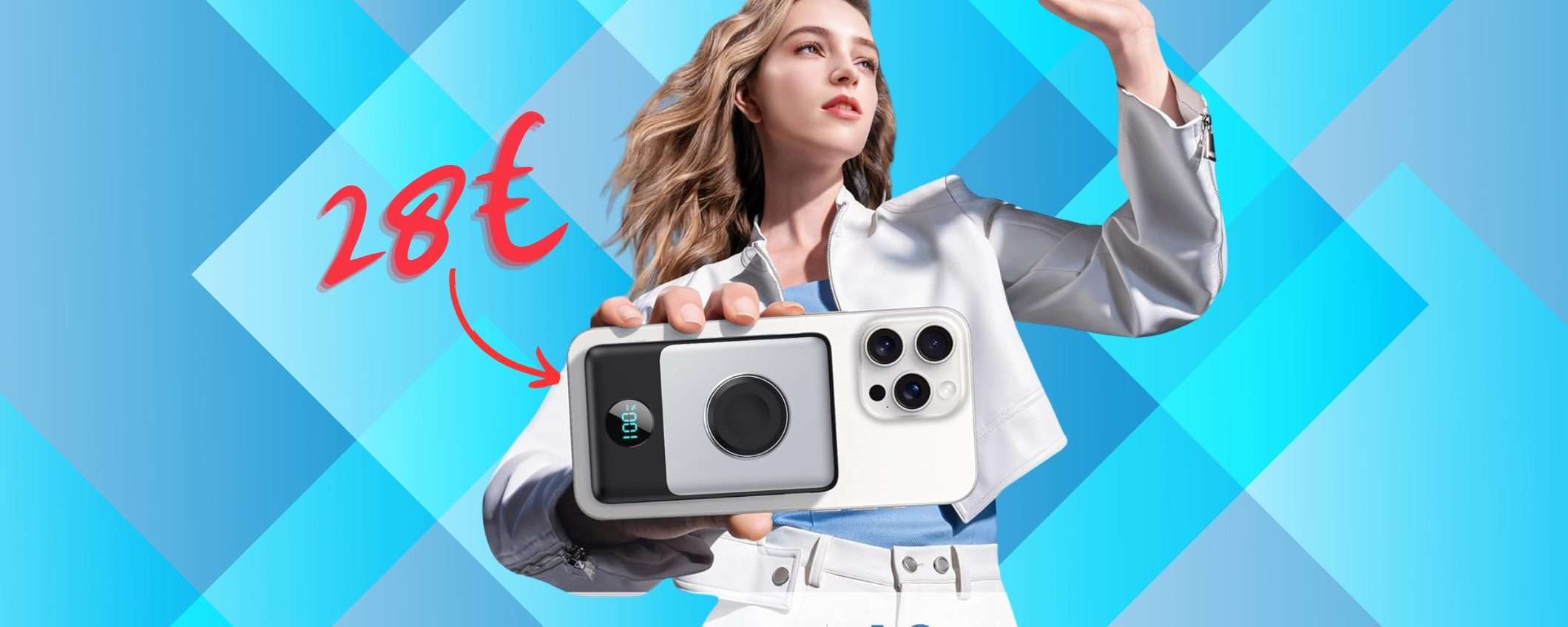 Power Bank da 10800mAh con cavi integrati per ricaricare di tutto (28€)