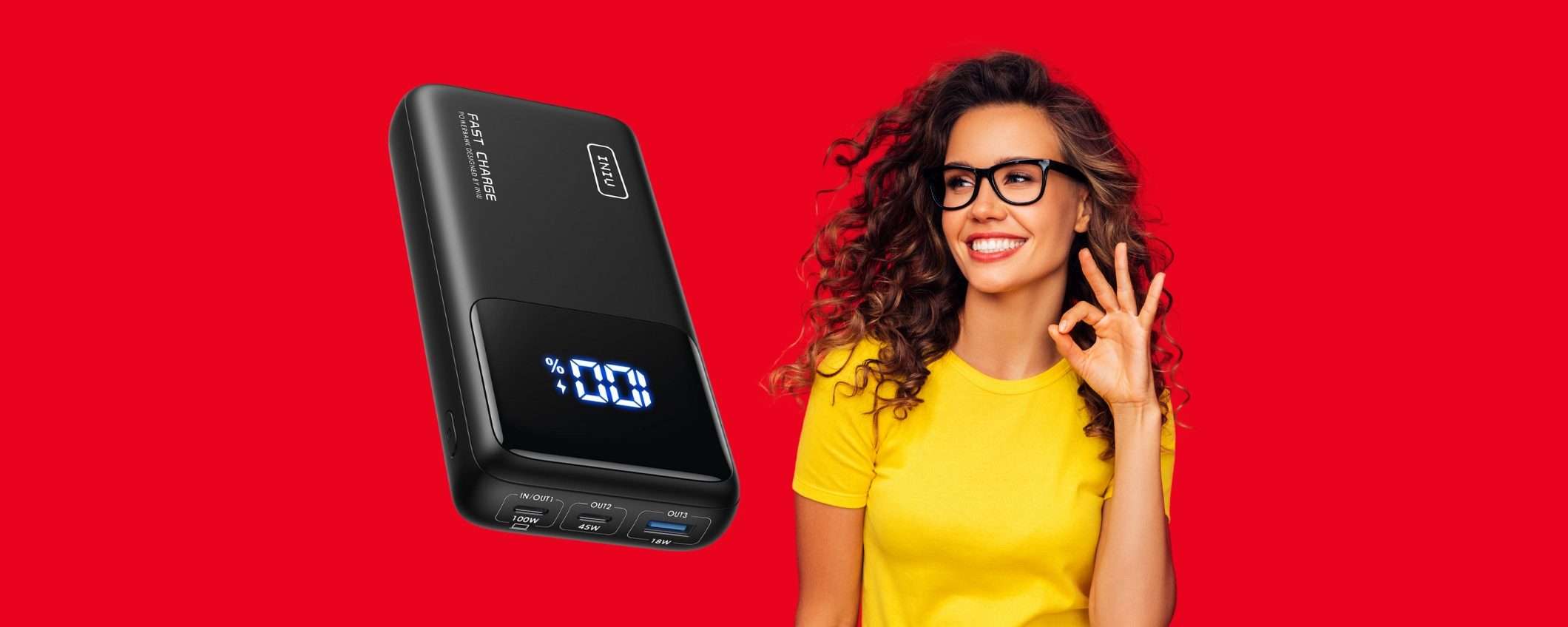 Power Bank da 25000mAh e 100W di potenza in offerta a tempo Power Bank da 25000mAh e 100W di potenza in offerta a tempo