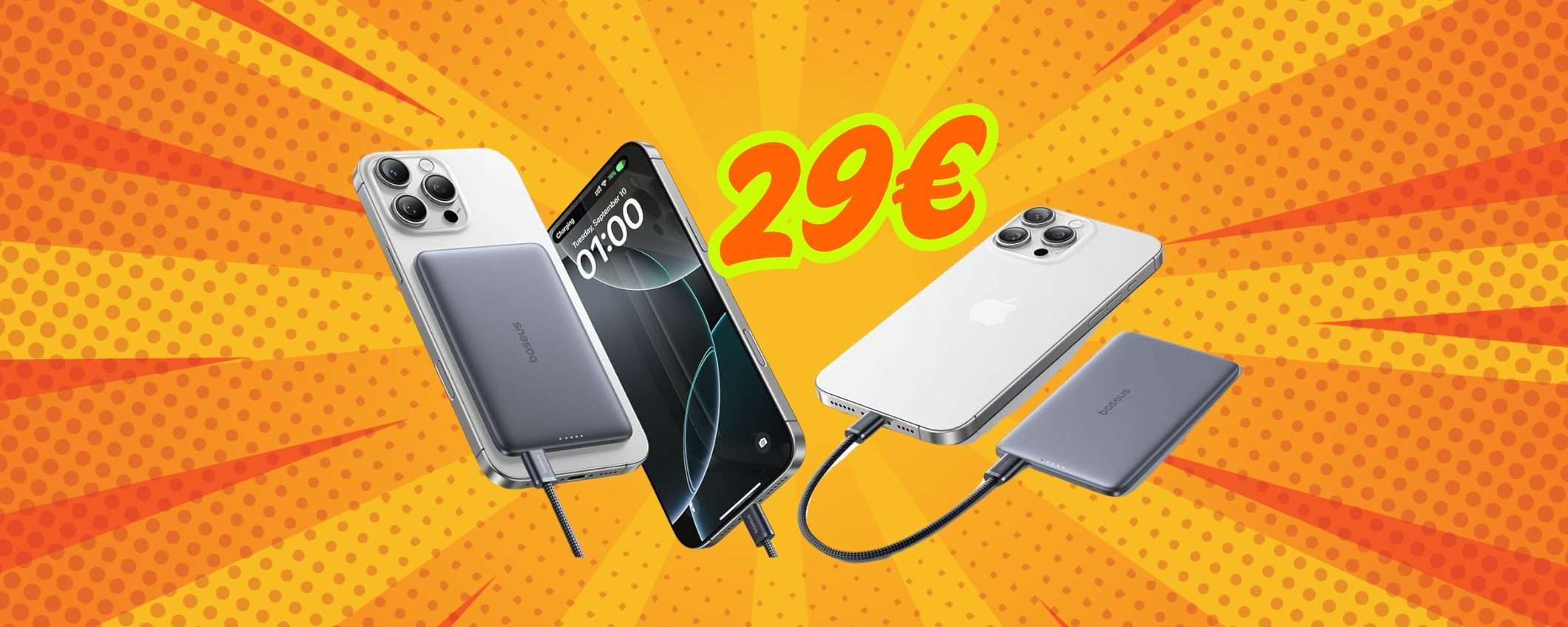 Power Bank ultra slim da 5000mAh con ricarica wireless in DOPPIO SCONTO Power Bank ultra slim da 5000mAh con ricarica wireless in DOPPIO SCONTO