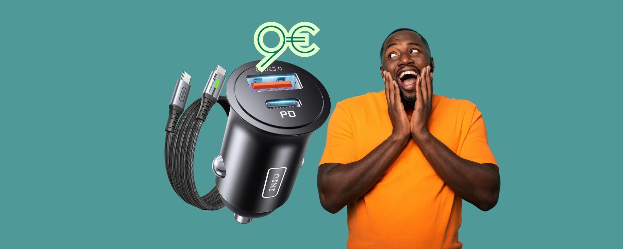 Ricarica i dispositivi in auto con questo caricabatterie con 2 USB a SOLI 9€ Ricarica i dispositivi in auto con questo caricabatterie con 2 USB a SOLI 9€