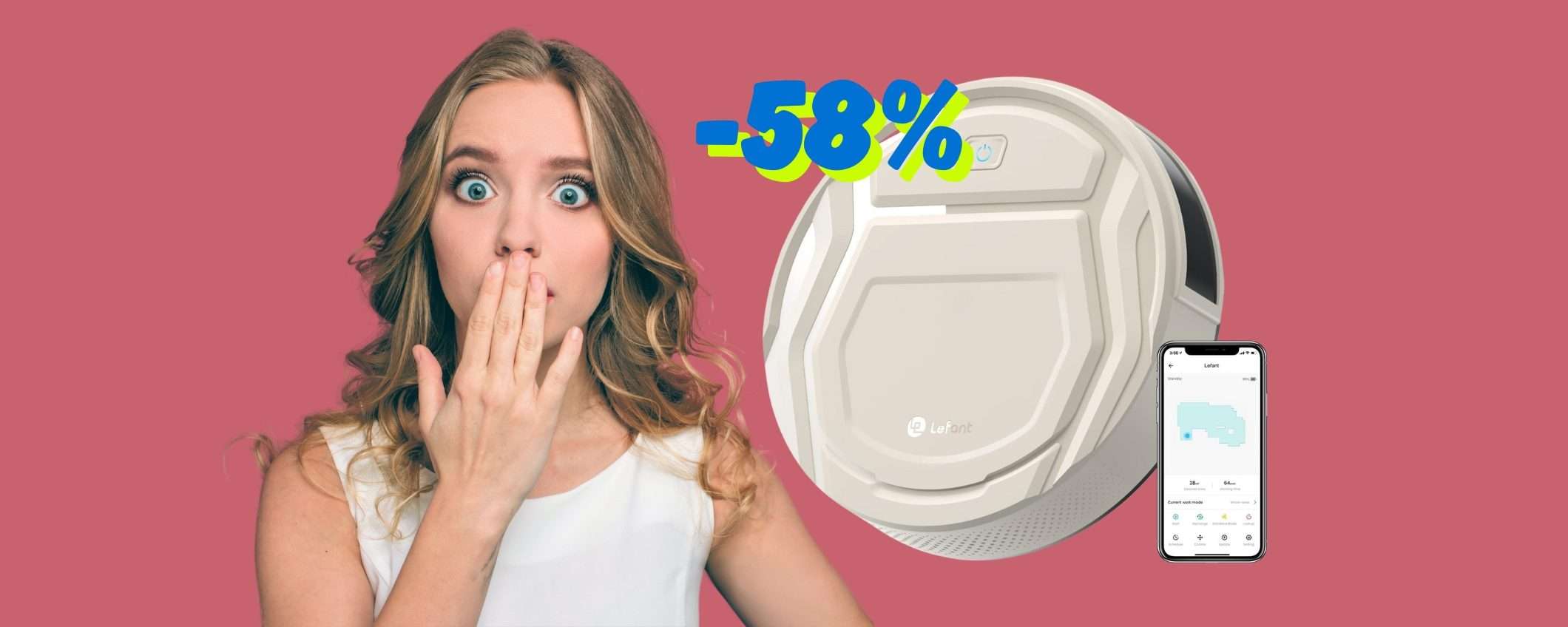 Il robot aspirapolvere più ECONOMICO e versatile è in SCONTO al 58% Il robot aspirapolvere più ECONOMICO e versatile è in SCONTO al 58%