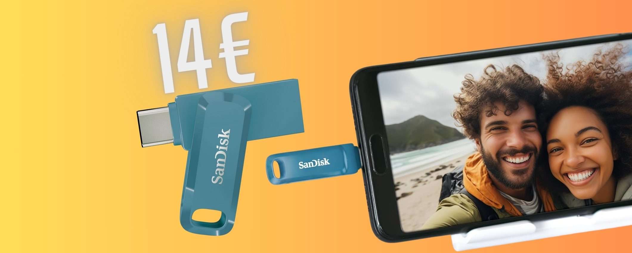 SanDisk Ultra Dual Drive Go: pendrive da 128GB per smartphone e PC a 14€